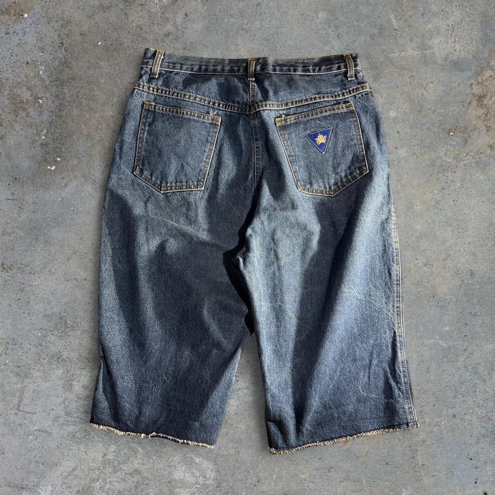 Vintage Cap Ferrat Denim Jorts Shorts Made in USA Blue 90s Skater Raw Hem 31x18